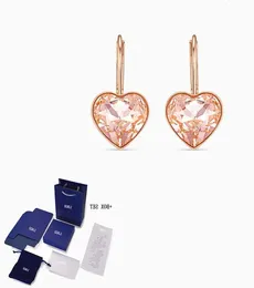 Fashion SWA Earrings New BELLA Heartshaped Pierced Rose Gold Exquisite Decoration Ladies High Jewelry2599216