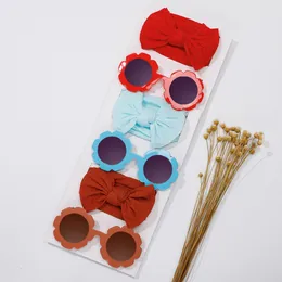 2Pcs/Lot Fashion Sunglasses Cute Sweet Soft Nylon Elastic Headband Sets For Baby Girls Headwear Children Hair Accessories