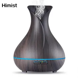 Conditioners 400ml Aromatherapy Air Humidifier Wood Aroma Essential Oil Diffuser 7 Color Changing LED For Office Home Decor Vase