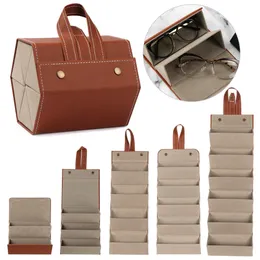 Astucci per occhiali da sole Organizzatore portatile per occhiali 23456 Espositore per occhiali multi-slot Occhiali da sole pieghevoli da viaggio Custodia in pelle PU 230607