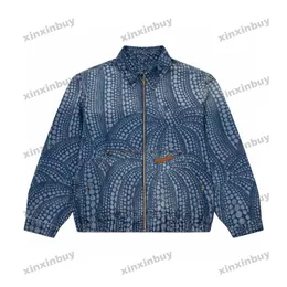 xinxinbuy Men designer Coat Jacket pumpkin dots Denim sets long sleeve women blue black white M-2XL