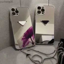 phone Designer case fashion iphone 14 case mirror luxury phones case 13pro max triangle label popular 12 11 metal chain full package anti-drop 102