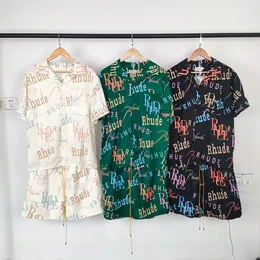 23 Новые ретро -узоры роскошные дизайнерские рубашки мужские дизайнерские рубашки Casablanc Hawaii Рубашки для рубашки Print