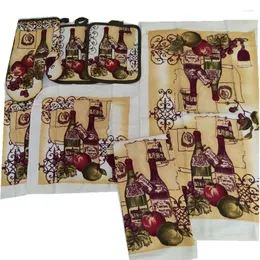 Tapetes de mesa 7 unidades/pacote Utensílios de cozinha Algodão colorido estampado 2 toalhas de mão quadradas 1 pote de luva decoração de natal