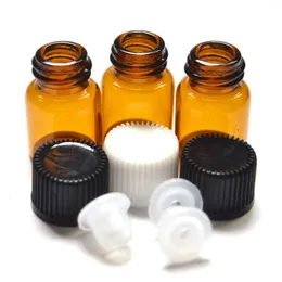 10Pcs 2ml Mini Amber Glass Bottle with Orifice Reducer and Cap Small Essential Oil Vials GAAS
