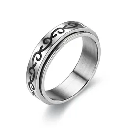 Bandringe Edelstahl Spinner Ring für Frauen Männer Zappeln Mond Stern Sandstrahlen Finish Blume Stressabbau Versprechen Dro Dh4Dq