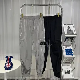 Stone Herrenhose Island Metall-Nylonhose für Herren, reflektierend, wasserdicht, leicht und dünn, schmal, High-Street-Riemen, Sporthose für lässige, große Herren