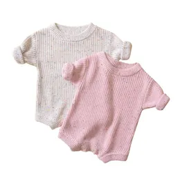 Rompers 0-2 år födda flickor stickade romper långärmad jumpsuits spädbarn flickor tröja toppar vår höstkläder 230606