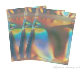 holographic packaging bags PET laser color Aluminum Foil bag Resealable Zip bag One side clear Back plastic packing bag Smell Proo4737937