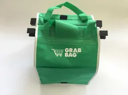 Nieuwe Grab Bag Herbruikbare Ecovriendelijke boodschappentassen die aan uw winkelwagen worden geklikt Opvouwbare boodschappentassen Eco Shopping Tote1381406