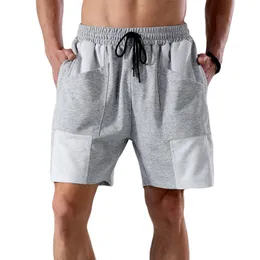 Lu мужские спортивные короткие хлопковые шорты для йоги с карманами для мобильного телефона, повседневные спортивные штаны для бега, пятые мужские брюки для бега, K-100