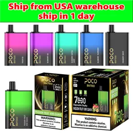 USA warehouse Original e cigarette POCO BM7000 Prefilled 17ml Pod 7000 Puffs 650mah Mesh coil type c rechargeable disposbale vapes