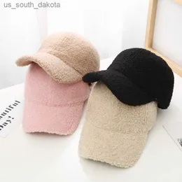 Autumn Winter Baseball Cap Women Artificial Lamb Wool Hats Version Tide Warm Cap Plush Baseball Caps Spring Baseball Cap L230523