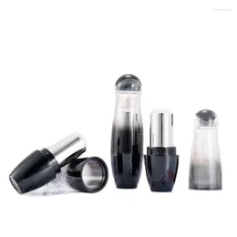 Bottiglie di stoccaggio 12/30/100 pezzi 12,1 mm Gradiente vuoto Contenitori per rossetto cosmetico nero Beauty Round Lip Tube Silver Rouge Package Bottle