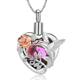 Pendant Necklaces Heart Cremation Jewelry Urn Necklace For Ashes Hummingbird Keepsake Locket Memorial
