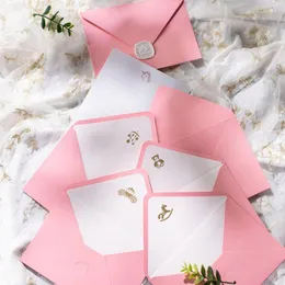 Gift Wrap 5 PCS Gold Seal Pink Envelope With Lining To Send Girlfriend Romantic Aesthetic Literary Small Fresh Retro JFXF312