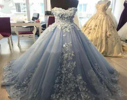 Exquiste Blue Quinceanera Dresses Ball Gown Prom Dress Plus Size 2021 Beaded Lace Sweet 15 16 Year Brithday Party Gowns3752568
