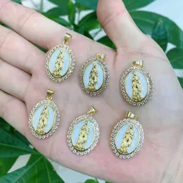 سحر 5pcs Cz egengel ماري ماري قلادة دينية قلادة للنساء للمجوهرات صنع الياقات البيضاوية لوازم الإمدادات