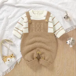 Strampler Baby Strampler Gestrickte geborene Jungen Mädchen Langarm Overalls Outfits Herbst Winter Lässige Säugling Unisex Oberbekleidung Kleidung 0-18m 230606