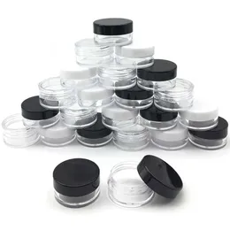 50pcs 5グラム瓶構成化粧品サンプル空の容器プラスチック丸い蓋黒い白いクリアキャップy2ccと小さな5mlボトル