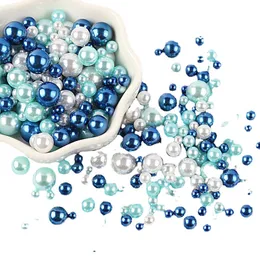 150pcsカラフルなABSプラスチック模倣真珠は、3-8mmの丸いビーズと穴DIYブレスレットチャームネックレスビーズを作るためのネックレスビーズ