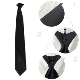 Halsband enhetlig svart färgimitation Silk Clipon Pretied Tie för polisens säkerhet Bröllop Män Kvinnor Buckle Lazy 4551cm 230605