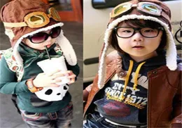 DHL Cute Baby Pilot Cap Fashion Toddler Winter Warm Beanie Hat Kids Earflap Skull Hats Outdoor Ski Caps7828924