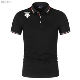 Ny vår- och sommarmän Polo Descent Shirt Casual Stand-Up Collar Slim Hateble Top T-shirt Fashion Young Short Hermes L230520
