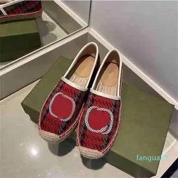 2023-top quality Casual Shoes Designer Flat Women Jacquard Espadrilles Leather Loafers Canvas Fashion Lady Girls Summer White Calfskin Size 35-40