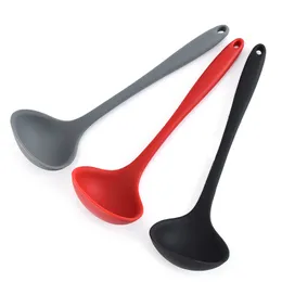 Silicone Ladle Soup Spoon Nonstick Heat Resistant BPA Free Long Handle Big Round Scoop Kitchen Utensils for Cooking Stirring Serving Soups 122200