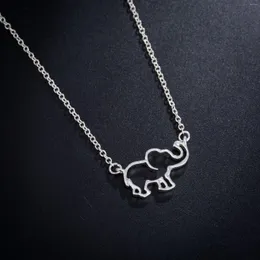 Pendant Necklaces Hollow Elephant Long Nosed Necklace Pendants Party Gifts Simple Design Stylish Stainless Steel Jewelry