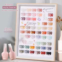 Öl ELEANOS 48 Leichte Farben Gel Politur Set Durchscheinend Manikuring UV LED Kristallgel Einweichen Jelly Gel Nagellack halb dauerhaft