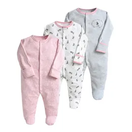 Rompers 3pcs/lot bahar sonbahar markaları doğdu çocuklar kıyafetler erkek bebek kız pamuklu kıyafetler uzun kollu 0-12m bebek atlayıcıları 230606