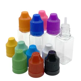 Leere quadratische 10-ml-Plastikflasche mit kindersicherem Verschluss für Augentropfen E-Flüssigkeit, klares PET-Tropffläschchen 200 Stück VWCA