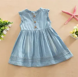 Vestidos da menina aile coelho meninas denim vestido princesa bordado sem mangas de alta qualidade casual confortável roupas infantis k1