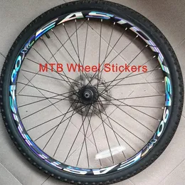 Cykelgrupper 2 hjul/Set Mountain Bike 26 27,5 29 tum hjulklistermärken Bicycle Wheel Rim Reflective Stickers Bike Decals Wheel Decoration Film 230606