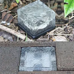 Glass Brick Paver Garden Lamps 4 LED Waterproof Ice Cube Solar light for Outdoor Path Road Square Yard Warm White Solars yard li9737337