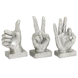 7, 7, 6 H Silver Polystone Hands Sculpture, da CosmoLiving da Cosmopolitan 3 Count
