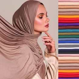 Halsdukar Ramadan Plain Modal Cotton Jersey Hijabs For Woman Long Muslim Scarf Shawl Soft Turban Tie Head Wraps Islamiska kläder 170x60cm