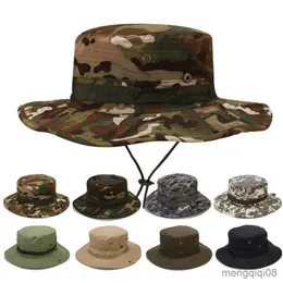 Wide Brim Hats Summer Camo Bucket Hat for Men Breathable Foldable Outdoor Jungle Fishing Caps Light Casual Travel Beach Sun R230607