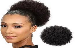 Afro Wig Buns Kinkys Curly Hair Ponytail Short Black Brown Wig Puff Drawstring Ponytail Clip Hair Dress1726303