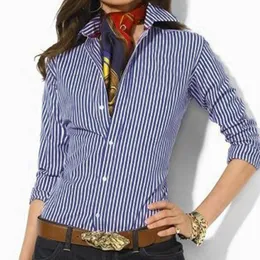 Camicette da donna Camicie Donna 100% cotone Camicie a cavallo piccolo Camisa Manica lunga Donna Chemise casual Ricamo a righe verticali Big Horse Top 230607