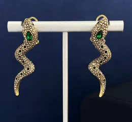 Designer Snake örhängen för kvinnor 2023 Ny guld koppar djur örhänge charm mode kristall strass örhängen smycken brev guld båge örhänge smycken