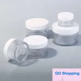 Clear Pet Plastic Jar Packing -flaskor med vitt lock 30G 50G 100G 150G 200G Kosmetisk behållare för lera Mask Cream Classic