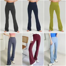 Lu Align Lu Yoga Women Loose Fitting Pants Bodybuilding Mini Flared Trousers Training Sports Bell Bottoms Lady Sexy Buttock lifting Wide Leg Pant