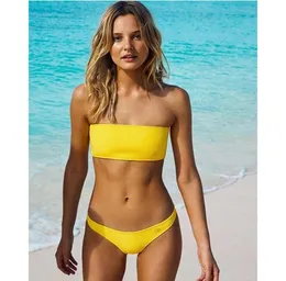 Bandeau Bikini Set 2018 Strapless Low Waist Swimsuits Women039s Beachwear High cut bathing suit sexy Swimwear7742828