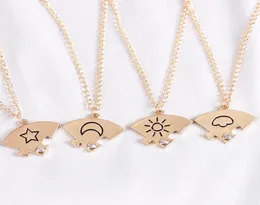 4piece Set Friend Friendship Necklace Sun Moon Cloud And Star Inlaid Rhinestone Stitching BFF Pendant Fashion Jewelry Gift8631335
