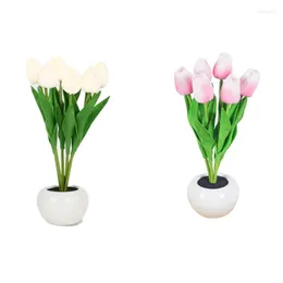 Table Lamps Tulip Lamp LED Simulation Night Light With Vase Decoration Home Living Room