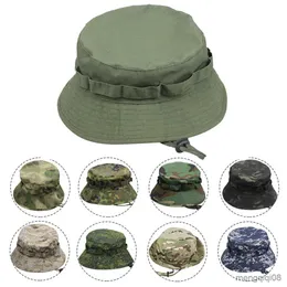 Breda randen hattar militär kamouflage boonie sommar hink hatt män kvinnor utomhus fiske klättring mössa mode unisex platt r230607