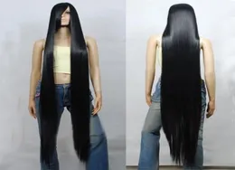 Black Extremely Long Straight Heat Resistant Hair Cosplay Costume Wig With Cap 100cm 120CM 150CM 200CM3634502
